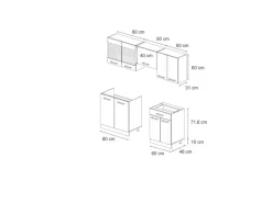 Vicco R-Line Küchenzeile Sonoma/Goldkraft Eiche 200 cm ohne Arbeitsplatte ohne E-Geräte