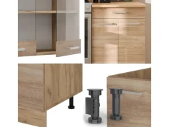 Vicco R-Line Küchenzeile Sonoma/Goldkraft Eiche 200 cm ohne Arbeitsplatte ohne E-Geräte