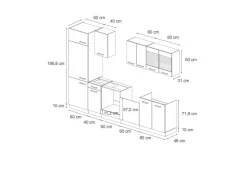 Vicco R-Line Küchenzeile Sonoma/Goldkraft Eiche 300 cm ohne Arbeitsplatte ohne E-Geräte