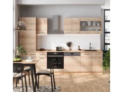 Vicco R-Line Küchenzeile Sonoma/Goldkraft Eiche 300 cm ohne Arbeitsplatte ohne E-Geräte