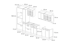 Vicco R-Line Küchenzeile Sonoma/Goldkraft Eiche 350 cm ohne Arbeitsplatte ohne E-Geräte