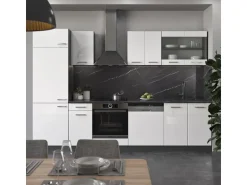 Vicco R-Line Küchenzeile Weiß Hochglanz/Anthrazit 300 cm AP Anthrazit ohne E-Geräte