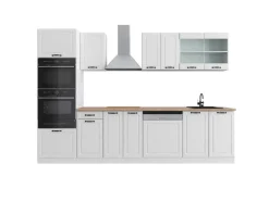 Vicco R-Line Küchenzeile Weiß Landhaus/Weiß 300 cm mit HochschrankAP Eiche ohne E-Geräte