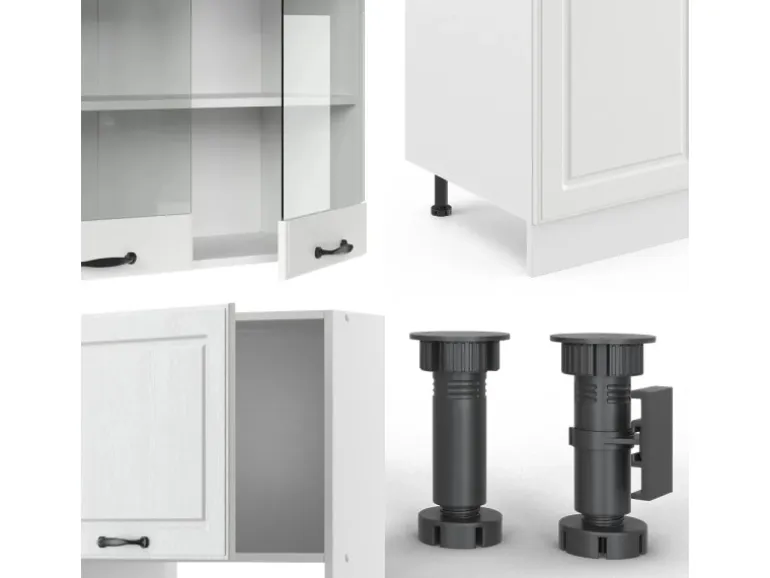 Vicco R-Line Küchenzeile Weiß Landhaus/Weiß 300 cm mit HochschrankAP Eiche ohne E-Geräte