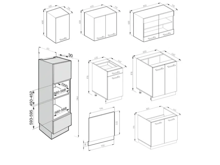 Vicco R-Line Küchenzeile Weiß Hochglanz/Weiß 300 cm mit HochschrankAP Anthrazit ohne E-Geräte