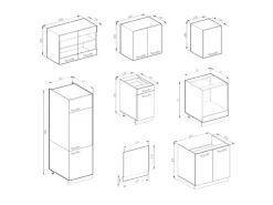 Vicco R-Line Küchenzeile Weiß Hochglanz/Anthrazit 300 cm AP Marmor ohne E-Geräte