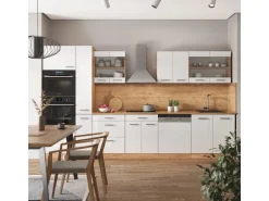 Vicco R-Line Küchenzeile Weiß Hochglanz/Goldkraft Eiche 350 cm mit HochschrankAP Eiche ohne E-Geräte