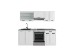 Vicco R-Line Küchenzeile Weiß Landhaus/Weiß 200 cm AP Anthrazit ohne E-Geräte