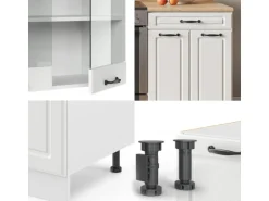 Vicco R-Line Küchenzeile Weiß Landhaus/Weiß 200 cm AP Anthrazit ohne E-Geräte