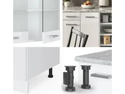 Vicco R-Line Küchenzeile Weiß Hochglanz/Weiß 240 cm AP Marmor ohne E-Geräte