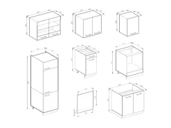 Vicco R-Line Küchenzeile Weiß Landhaus/Anthrazit 300 cm AP Eiche ohne E-Geräte