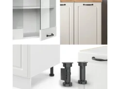 Vicco R-Line Küchenzeile Weiß Landhaus/Weiß 140 cm AP Eiche ohne E-Geräte