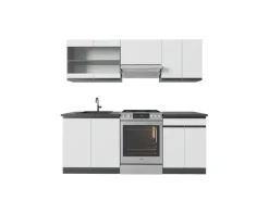 Vicco R-Line Küchenzeile Weiß/Anthrazit 200 cm AP Anthrazit ohne E-Geräte