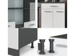 Vicco R-Line Küchenzeile Weiß Hochglanz/Anthrazit 200 cm ohne Arbeitsplatte ohne E-Geräte