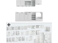 Vicco R-Line Küchenzeile Weiß Landhaus/Weiß 240 cm ohne Arbeitsplatte ohne E-Geräte