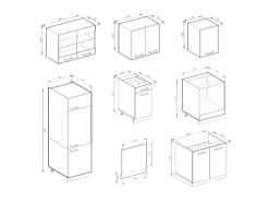 Vicco R-Line Küchenzeile Weiß/Anthrazit 300 cm AP Marmor ohne E-Geräte