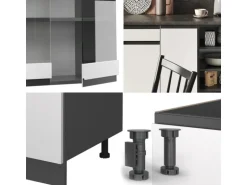 Vicco R-Line Küchenzeile Weiß/Anthrazit 240 cm AP Anthrazit ohne E-Geräte