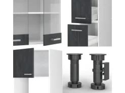 Vicco R-Line Komplettküche Schwarz Beton/Weiß 350 cm AP Marmor ohne E-Geräte