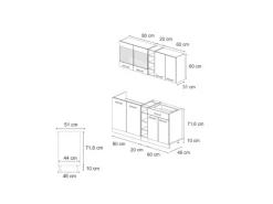 Vicco R-Line Mini-Küche Schwarz Beton/Goldkraft Eiche 160 cm AP Anthrazit ohne E-Geräte