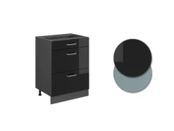 Vicco R-Line Schwarz Hochglanz/Anthrazit 60 cm mit Schubladen ohne Arbeitsplatte
