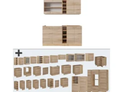 Vicco R-Line Single Küche Sonoma/Goldkraft Eiche 160 cm AP Eiche ohne E-Geräte