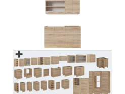 Vicco R-Line Single Küche Sonoma/Goldkraft Eiche 140 cm AP Anthrazit ohne E-Geräte