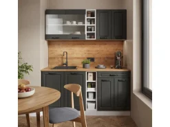 Vicco R-Line Singleküche Anthrazit Landhaus/Weiß 160 cm ohne Arbeitsplatte ohne E-Geräte