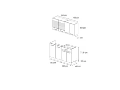 Vicco R-Line Singleküche Anthrazit Hochglanz/Goldkraft Eiche 140 cm ohne Arbeitsplatte ohne E-Geräte