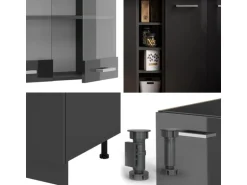 Vicco R-Line Singleküche Anthrazit Hochglanz/Anthrazit 160 cm ohne Arbeitsplatte ohne E-Geräte