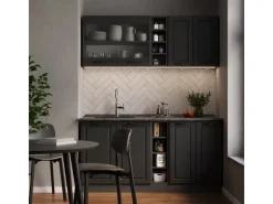 Vicco R-Line Singleküche Anthrazit Landhaus/Anthrazit 160 cm AP Marmor ohne E-Geräte