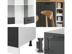 Vicco R-Line Singleküche Anthrazit Landhaus/Weiß 160 cm AP Anthrazit ohne E-Geräte