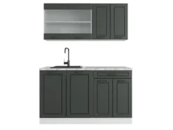 Vicco R-Line Singleküche Anthrazit Landhaus/Weiß 140 cm ohne Arbeitsplatte ohne E-Geräte