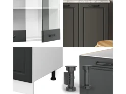 Vicco R-Line Singleküche Anthrazit Landhaus/Weiß 140 cm ohne Arbeitsplatte ohne E-Geräte