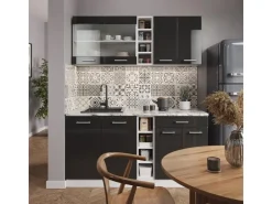 Vicco R-Line Singleküche Anthrazit Hochglanz/Weiß 160 cm AP Eiche ohne E-Geräte