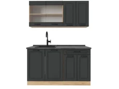 Vicco R-Line Singleküche Anthrazit Landhaus/Goldkraft Eiche 140 cm AP Anthrazit ohne E-Geräte