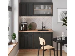 Vicco R-Line Singleküche Anthrazit Landhaus/Goldkraft Eiche 140 cm AP Anthrazit ohne E-Geräte