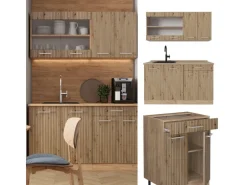 Vicco R-Line Singleküche Artisan-Eiche/Goldkraft Eiche 140 cm AP Anthrazit ohne E-Geräte