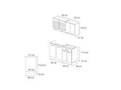 Vicco R-Line Singleküche Artisan-Eiche/Goldkraft Eiche 140 cm AP Anthrazit ohne E-Geräte