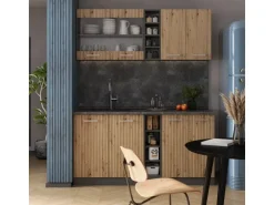 Vicco R-Line Singleküche Artisan Eiche/Anthrazit 160 cm ohne Arbeitsplatte ohne E-Geräte