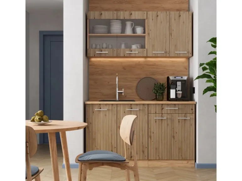 Vicco R-Line Singleküche Artisan-Eiche/Goldkraft Eiche 140 cm AP Eiche ohne E-Geräte