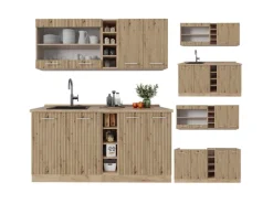 Vicco R-Line Singleküche Artisan-Eiche/Goldkraft Eiche 160 cm ohne Arbeitsplatte ohne E-Geräte