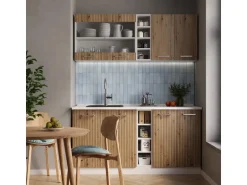 Vicco R-Line Singleküche Artisan Eiche/Weiß 160 cm AP Anthrazit ohne E-Geräte