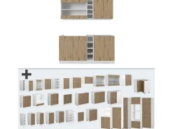 Vicco R-Line Singleküche Artisan Eiche/Weiß 160 cm AP Anthrazit ohne E-Geräte