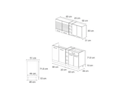 Vicco R-Line Singleküche Beton/Goldkraft Eiche 160 cm AP Anthrazit ohne E-Geräte