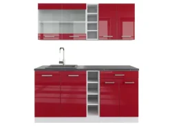 Vicco R-Line Singleküche Bordeaux Hochglanz/Weiß 160 cm AP Anthrazit ohne E-Geräte