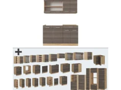 Vicco R-Line Singleküche Edelgrau/Goldkraft Eiche 140 cm AP Anthrazit ohne E-Geräte