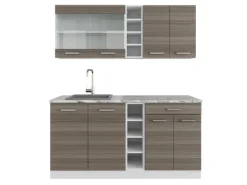 Vicco R-Line Singleküche Edelgrau/Weiß 160 cm ohne Arbeitsplatte ohne E-Geräte