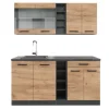 Vicco R-Line SingleKüche Goldkraft Eiche/Anthrazit 160 cm AP Anthrazit Opt 2 ohne E-Geräte