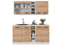 Vicco R-Line Singleküche Goldkraft Eiche/Weiß 160 cm AP Eiche ohne E-Geräte