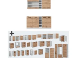 Vicco R-Line Singleküche Goldkraft Eiche/Weiß 160 cm AP Eiche ohne E-Geräte